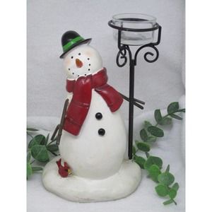 Snowman Figurine Statue Votive Holder